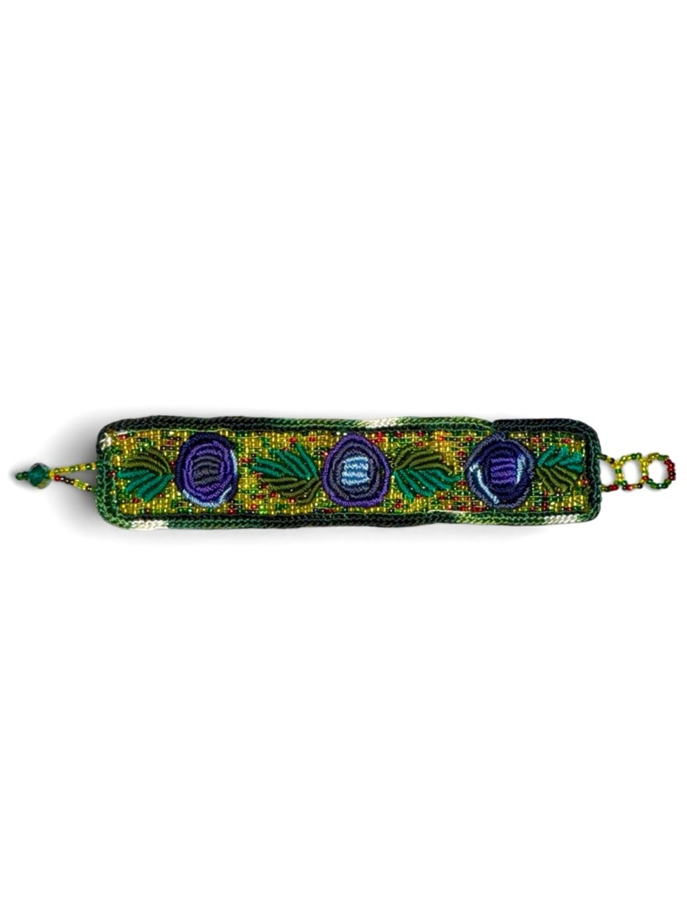 Artisan made-fair trade, gorgeous hand embroidered and beaded cuff bracelet
